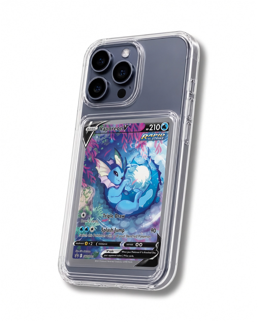 Clear iPhone 15 Pro case with trading card display window – MINTCASED
