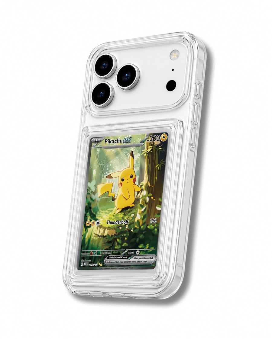 Clear iPhone 17 Pro case with trading card display window – MINTCASED
