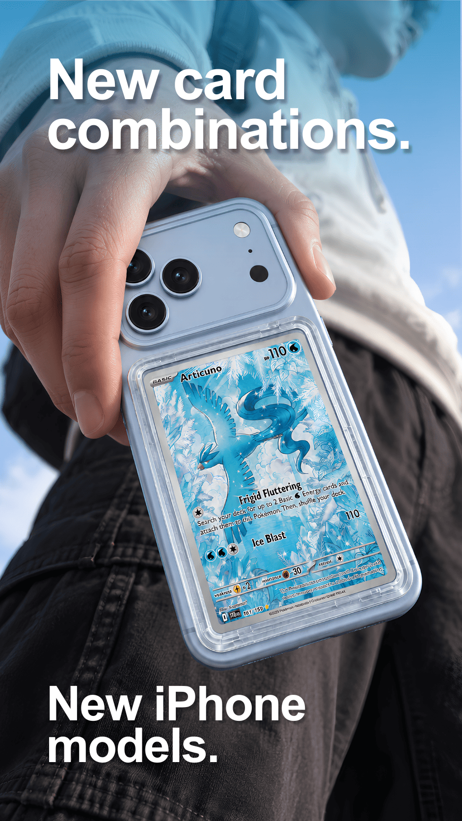 MINTCASED clear phone case with a trading card displayed in the back slot